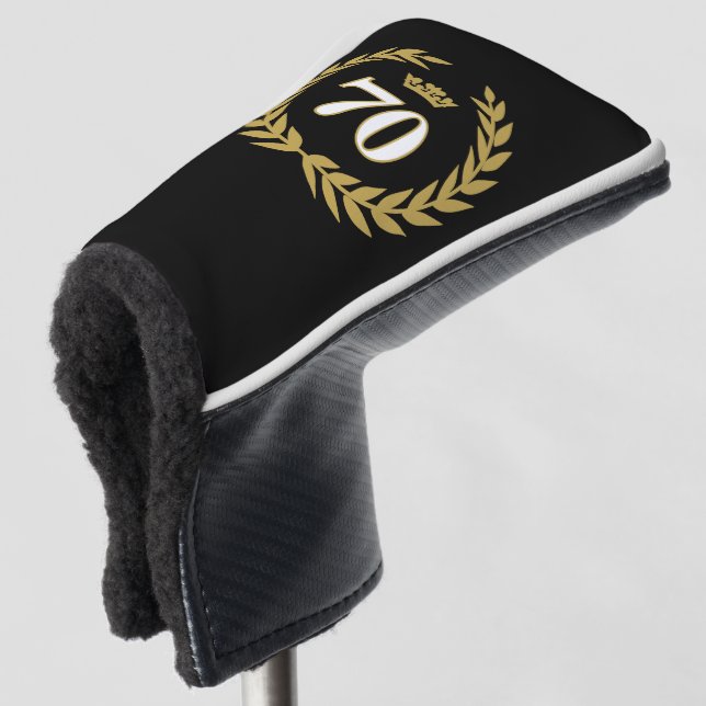 Laurel Wreath and Crown 70th Birthday Golf Head Cover (3/4 Front)
