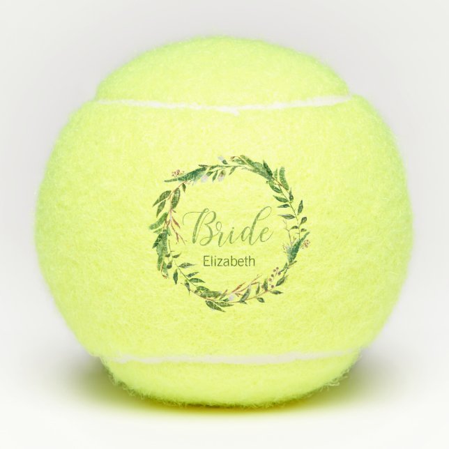 Laurel Wreath Bride Custom Wedding Party Gift Tennis Balls (Front)