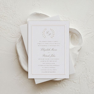 Laurel Wreath Crest Frame Classic Formal Wedding Invitation