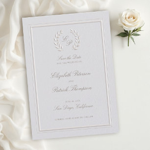 Laurel Wreath Crest Frame Classic Formal Wedding Save The Date