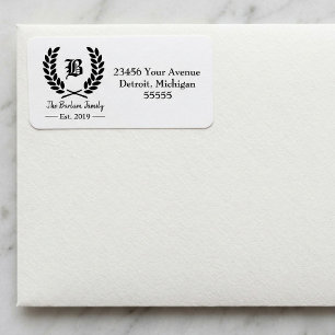 Laurel Wreath Family Monogram Label