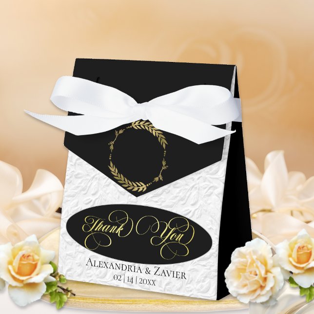 Laurel Wreath Faux Emboss -Black/Gold Favour Box (Creator Uploaded)