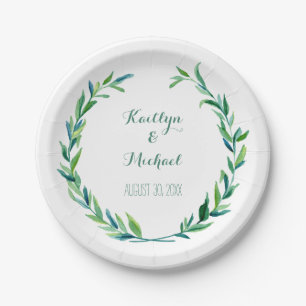 Laurel Wreath Garland Foliage Circle Reception Art Paper Plate