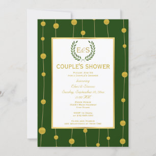 Laurel wreath gold foil wedding couple's shower invitation