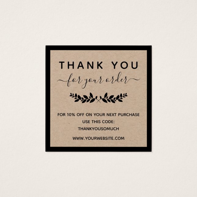 Laurel Wreath Kraft Paper Thank You For Order (Front)