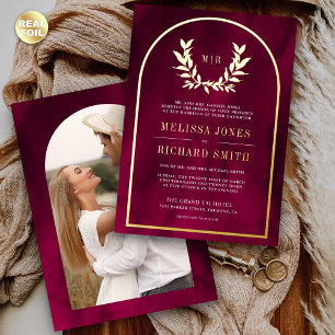 Laurel Wreath Leaves Fuchsia Magenta Wedding Gold