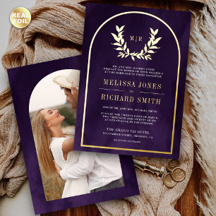 Laurel Wreath Leaves Royal Purple Wedding Gold