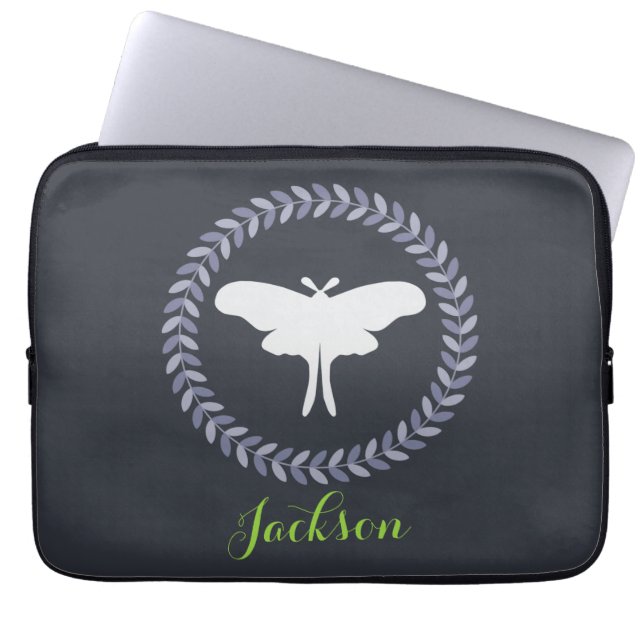 Laurel Wreath & Luna Moth Laptop Sleeve (Front)