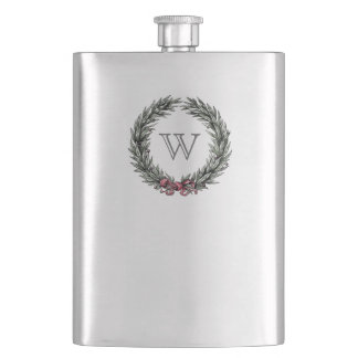 Laurel Wreath Monogram Flask