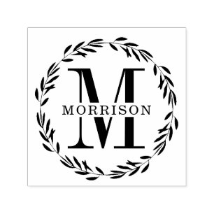 Laurel Wreath Monogram Self-inking Stamp