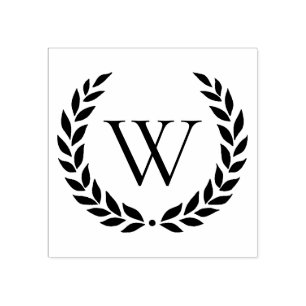Laurel Wreath Monogrammed Initial Rubber Stamp