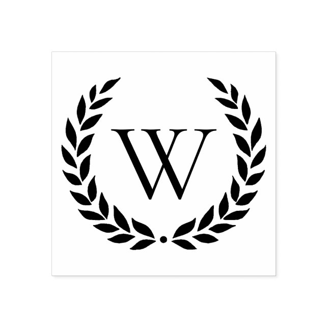 Laurel Wreath Monogrammed Initial Rubber Stamp (Imprint)