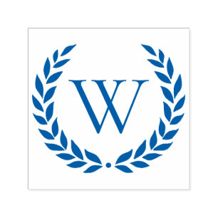 Laurel Wreath Monogrammed Initial Self-inking Stamp