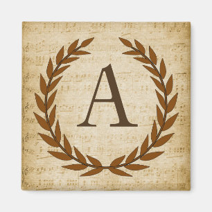 Laurel Wreath on Papyrus Monogram Initial A Magnet