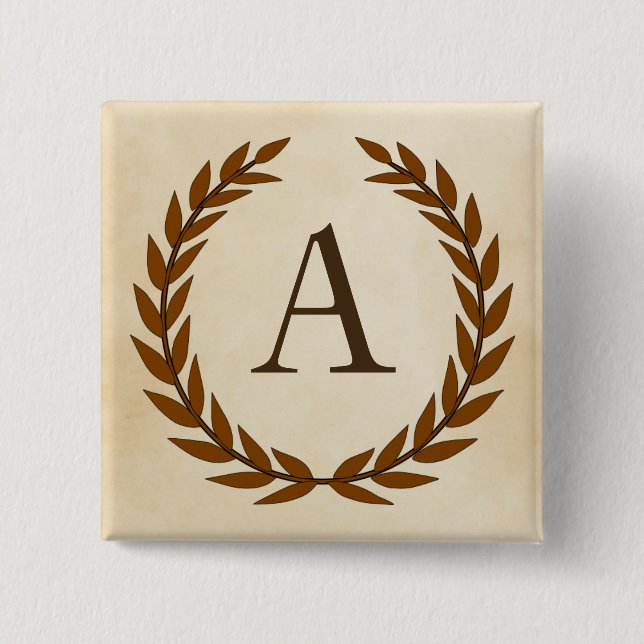 Laurel Wreath on Parchment Monogram Initial A 15 Cm Square Badge (Front)