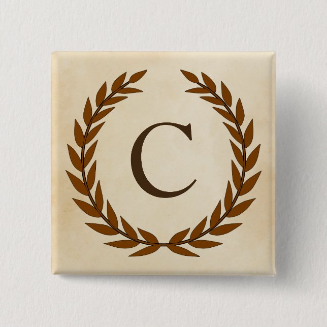 Laurel Wreath on Parchment Monogram Initial C 15 Cm Square Badge (Front)