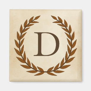 Laurel Wreath on Parchment Monogram Initial D Magnet