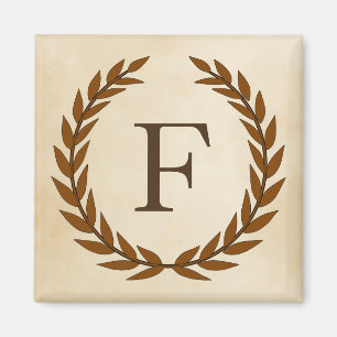 Laurel Wreath on Parchment Monogram Initial F Magnet