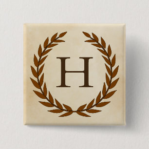 Laurel Wreath on Parchment Monogram Initial H 15 Cm Square Badge