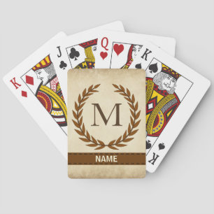 Laurel Wreath on Parchment Monogram Initial M Playing Cards