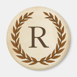 Laurel Wreath on Parchment Monogram Initial R Magnet
