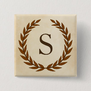 Laurel Wreath on Parchment Monogram Initial S 15 Cm Square Badge