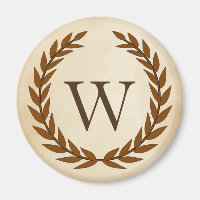 Laurel Wreath on Parchment Monogram Initial W