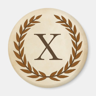 Laurel Wreath on Parchment Monogram Initial X Magnet