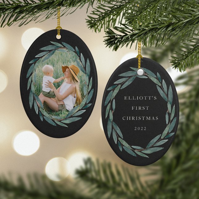 Laurel Wreath | Photo & Caption Christmas Ceramic Tree Decoration (Creator Uploaded)