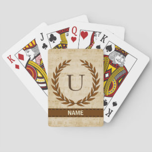 Laurel Wreath Sheet Music Monogram Initial U Playing Cards