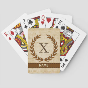 Laurel Wreath Sheet Music Monogram Initial X Playing Cards