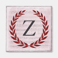 Laurel Wreath Sheet Music Monogram Initial Z