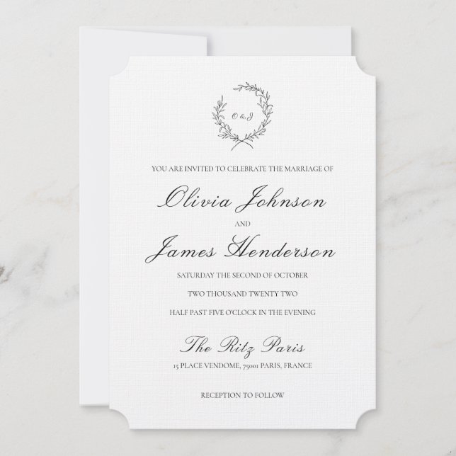 Laurel Wreath Wedding Invitation (Front)