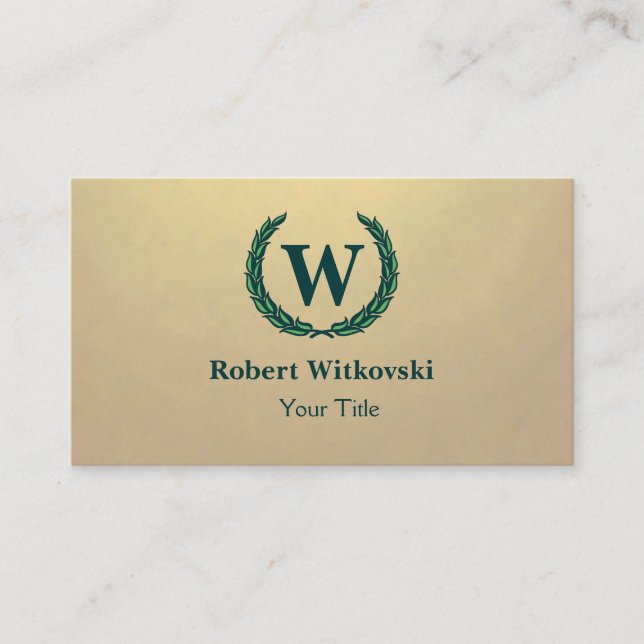 Laurel Wreath With Letter Vintage Business Card (Front)