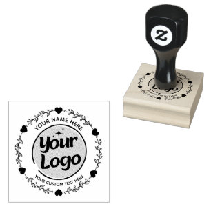 Laurel Wreath Your Business Logo Custom Rubber Stamp