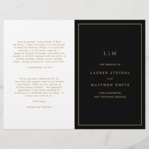 Lauren Black and Gold Monogram Elegant Wedding