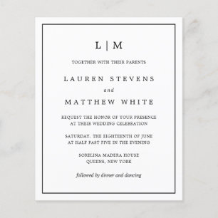 Lauren Black and White Budget Wedding Invitation Flyer
