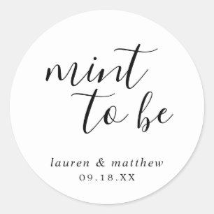Lauren Black and White Elegant Wedding Classic Round Sticker