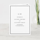 Lauren Black and White Elegant Wedding Program Card<br><div class="desc">Simple folded wedding program featuring a modern yet elegant design with your details surrounded by a thin border on each panel. The cover has your two initial monogram along with your wedding details. The inside has your wedding party on the left side and your order of ceremony on the right...</div>