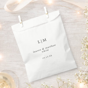 Lauren Black and White Monogram Elegant Wedding Favour Bags