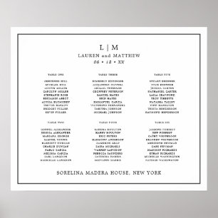 Lauren Black and White Monogram Elegant Wedding Poster
