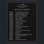 Lauren Black Monogram Elegant Wedding<br><div class="desc">Simple Wedding Timeline featuring a modern yet elegant design with your two letter monogram at the top and your details surrounded by a thin border. All text is in white over a black background and may be changed to any colours you wish by clicking the "customise" button. A chic and...</div>