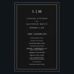 Lauren Black Monogram Elegant Wedding<br><div class="desc">Simple Wedding Program featuring a modern yet elegant design with your two letter monogram at the top and your details surrounded by a thin border. All text is in white over a black background and may be changed in the design editing tool. The front has your order of ceremony and...</div>
