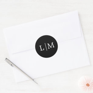 Lauren Black Monogram Elegant Wedding Classic Round Sticker