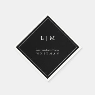 Lauren Black Monogram Elegant Wedding Napkin