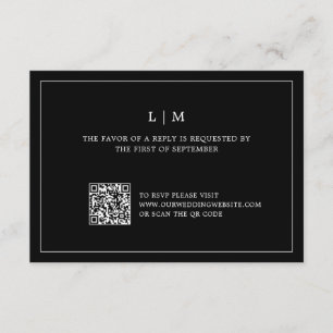 Lauren Black Monogram Elegant Wedding RSVP Card