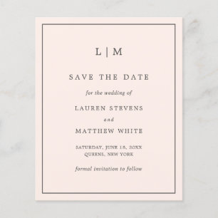Lauren Blush Pink Budget Wedding Save the Date