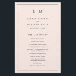 Lauren Blush Pink Monogram Elegant Wedding<br><div class="desc">Simple Wedding Program featuring a modern yet elegant design with your two letter monogram at the top and your details surrounded by a thin border. All text is in grey over a blush pink background and may be changed in the design editing tool. The front has your order of ceremony...</div>