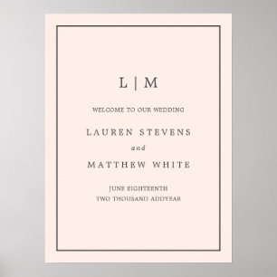 Lauren Blush Pink Monogram Elegant Wedding Poster