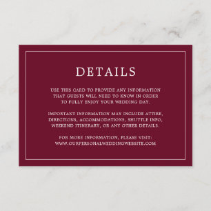 Lauren Burgundy Monogram Elegant Wedding Enclosure Card